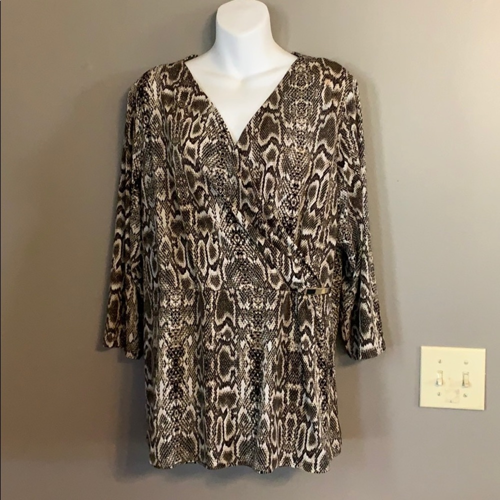 1X Calvin Klein Snake Print Blouse spandex/poly